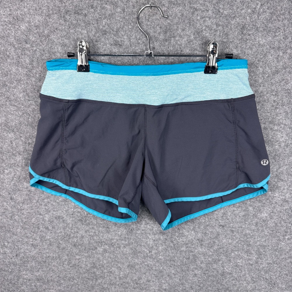 Lululemon Speed Up Shorts Gray Teal Striped Running Athletic Size Unknown